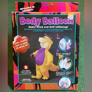 New Dinosaur Body Balloon Super Sized & Self-Inflating Child's Costume 3-5 Years